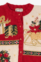 Vintage Red Heirloom Collectible Ugly Christmas Cardigan (1990s)