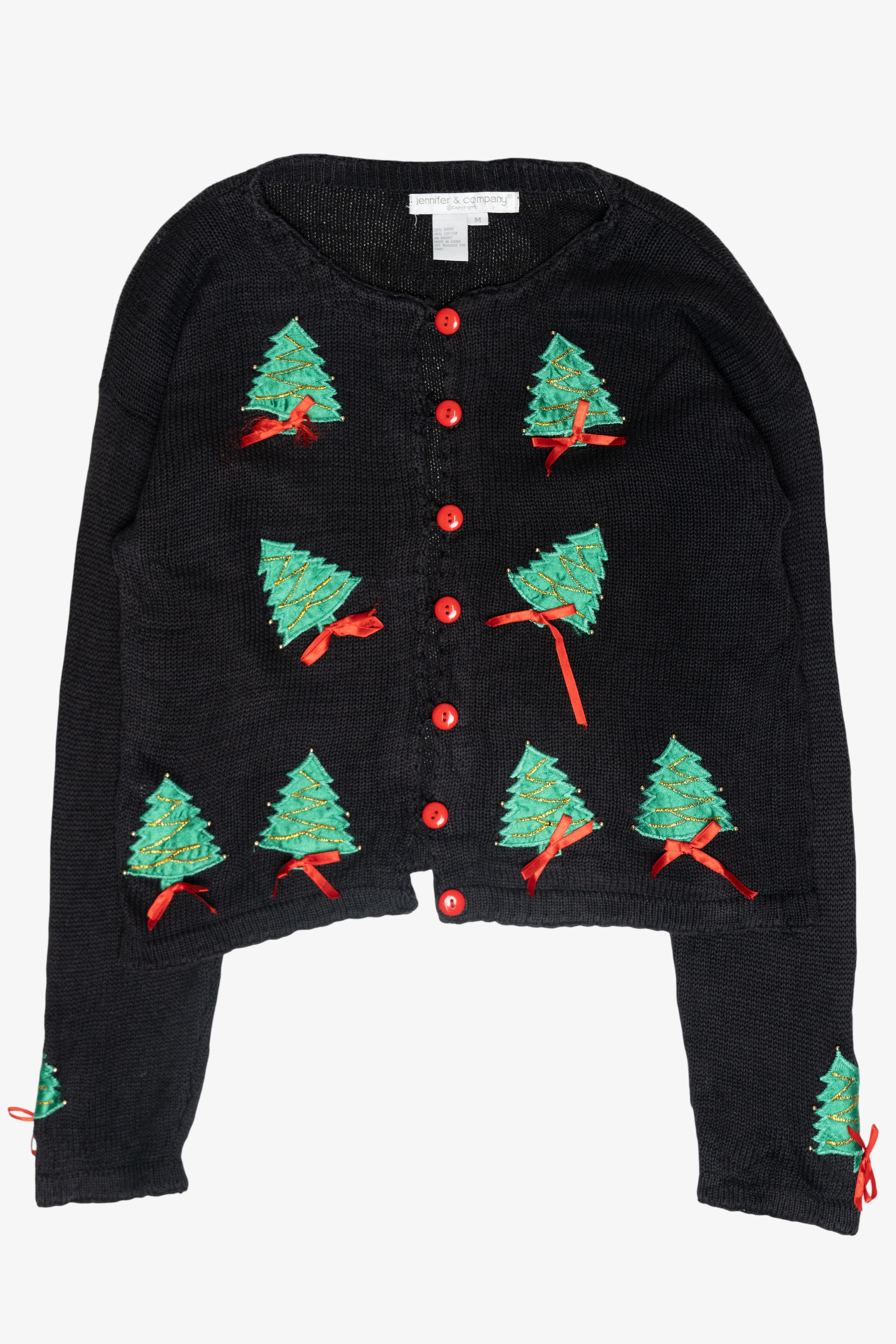 Trees with Ribbons Ugly Vintage Christmas Sweater (2000s)