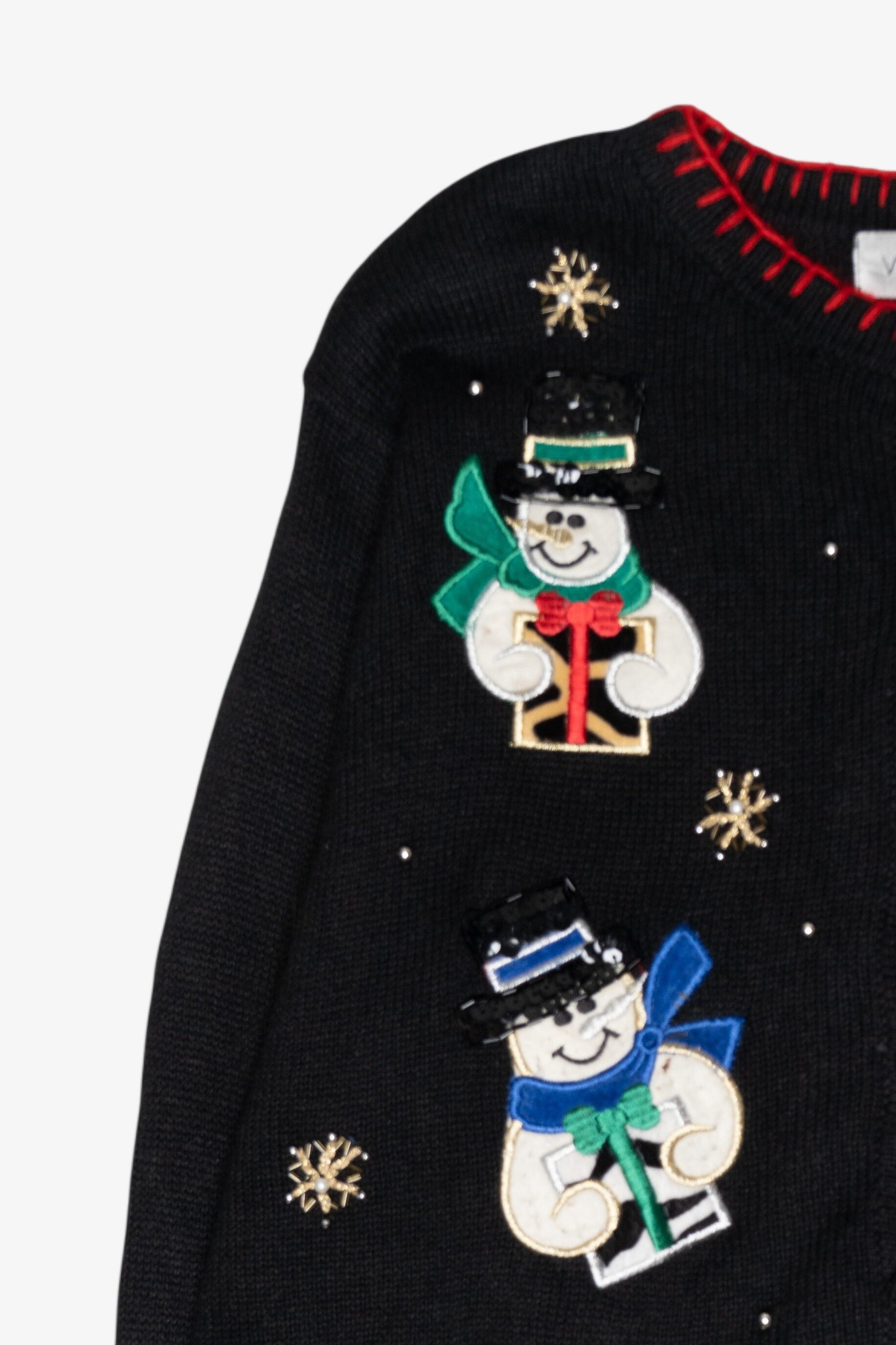 Happy Snowmen Vintage Ugly Christmas Cardigan (1990s)