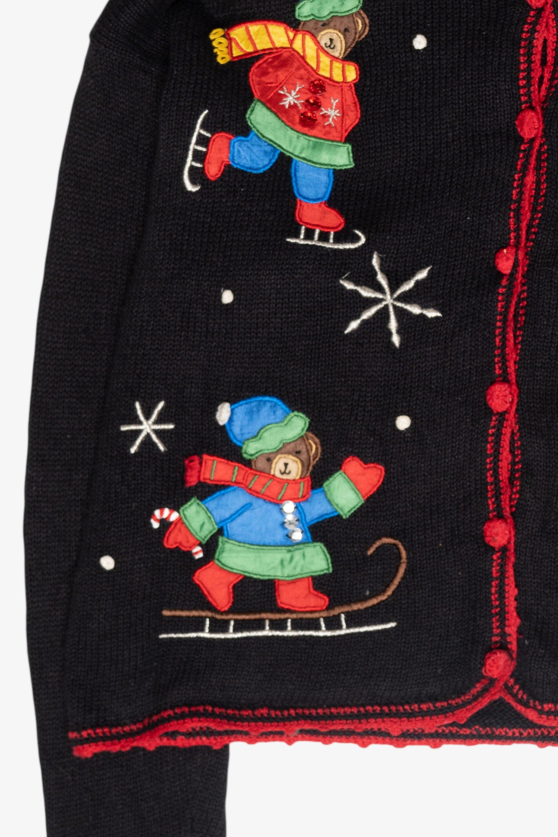 Skating Bears Vintage Ugly Christmas Cardigan (1990s)
