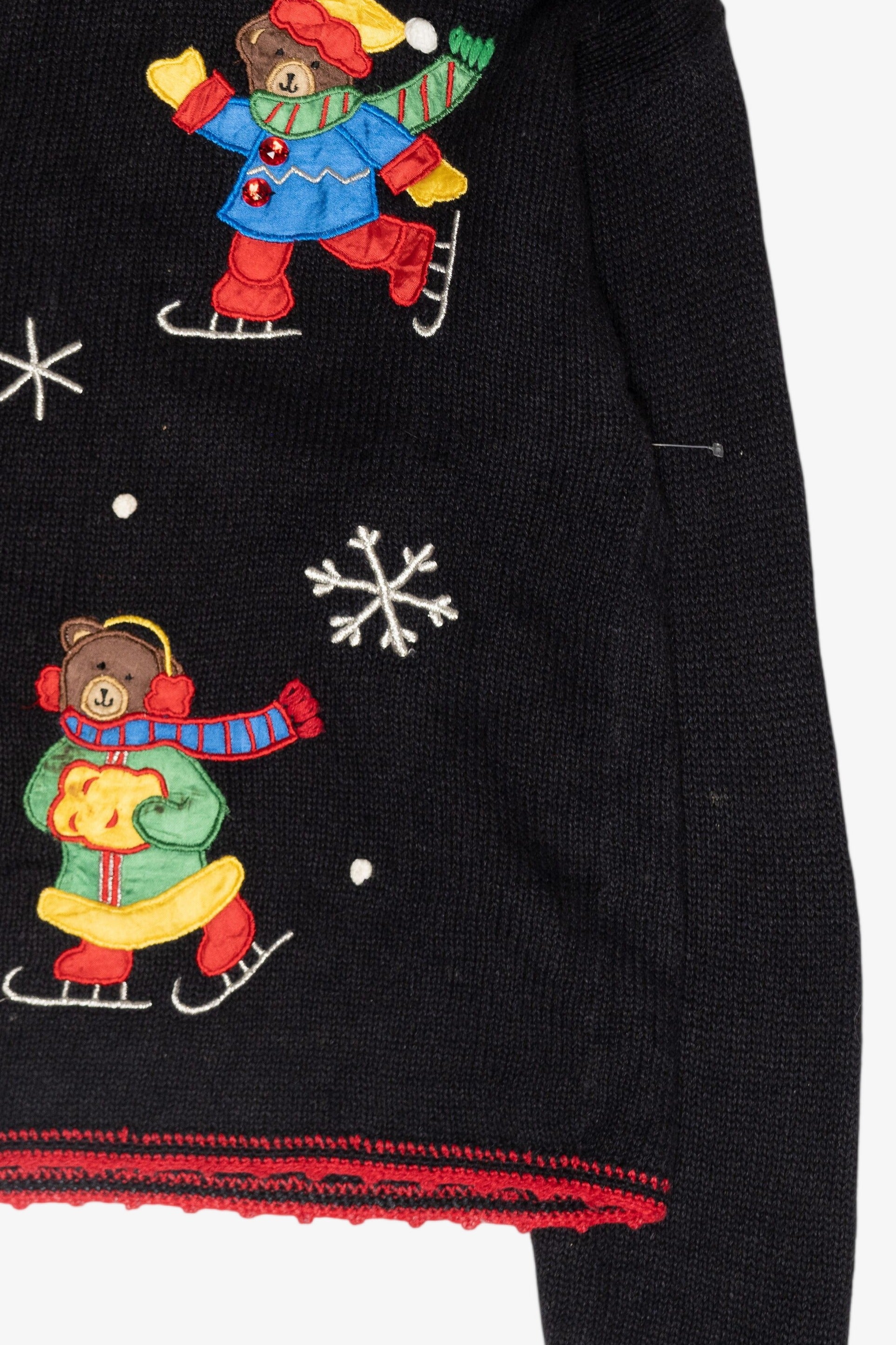 Skating Bears Vintage Ugly Christmas Cardigan (1990s)
