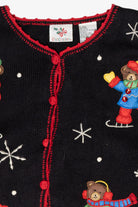 Skating Bears Vintage Ugly Christmas Cardigan (1990s)