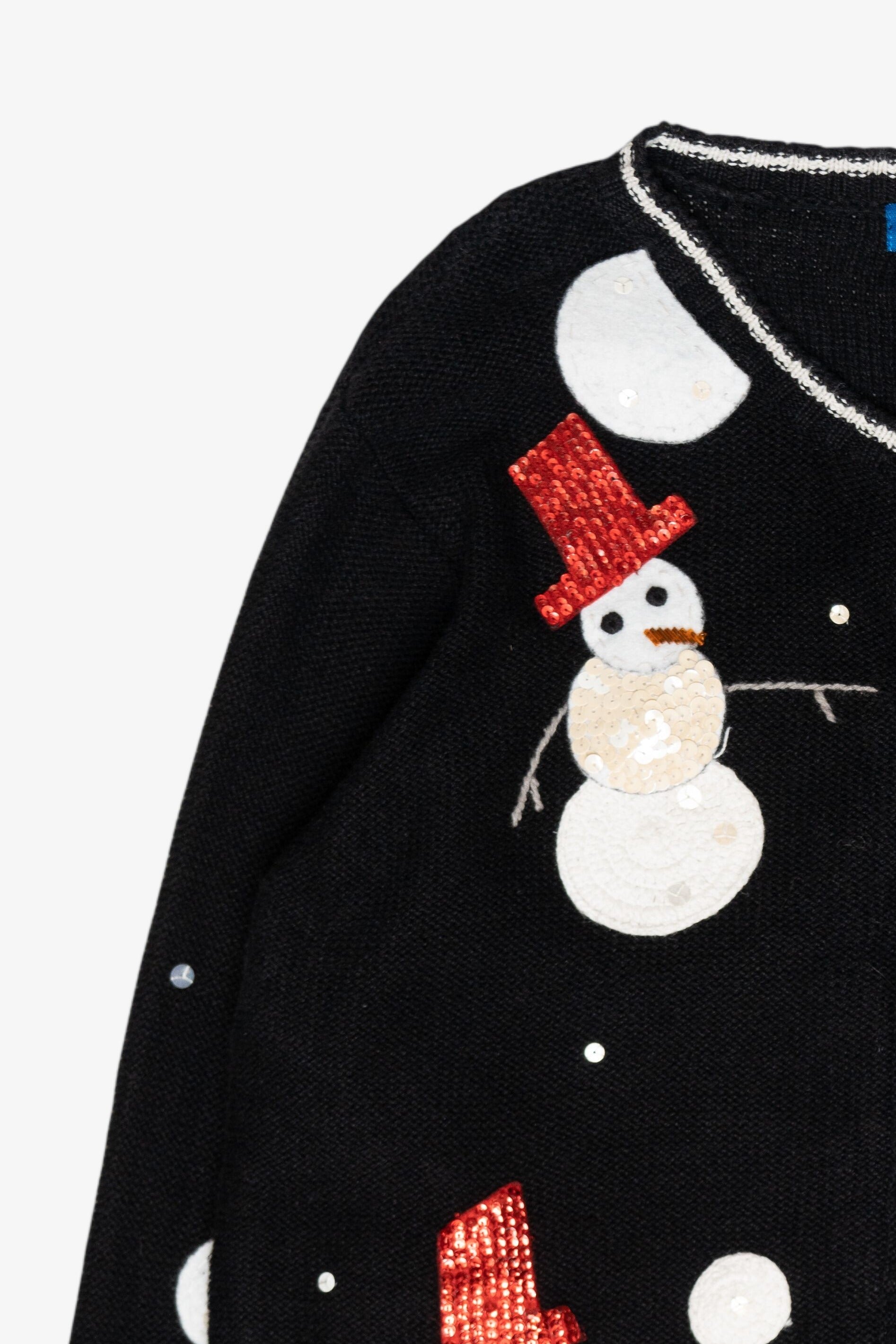 Top Hat Snowmen Vintage Ugly Christmas Cardigan (1990s)