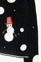 Top Hat Snowmen Vintage Ugly Christmas Cardigan (1990s)