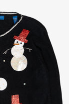 Top Hat Snowmen Vintage Ugly Christmas Cardigan (1990s)