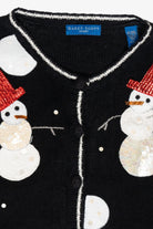 Top Hat Snowmen Vintage Ugly Christmas Cardigan (1990s)