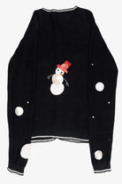 Top Hat Snowmen Vintage Ugly Christmas Cardigan (1990s)