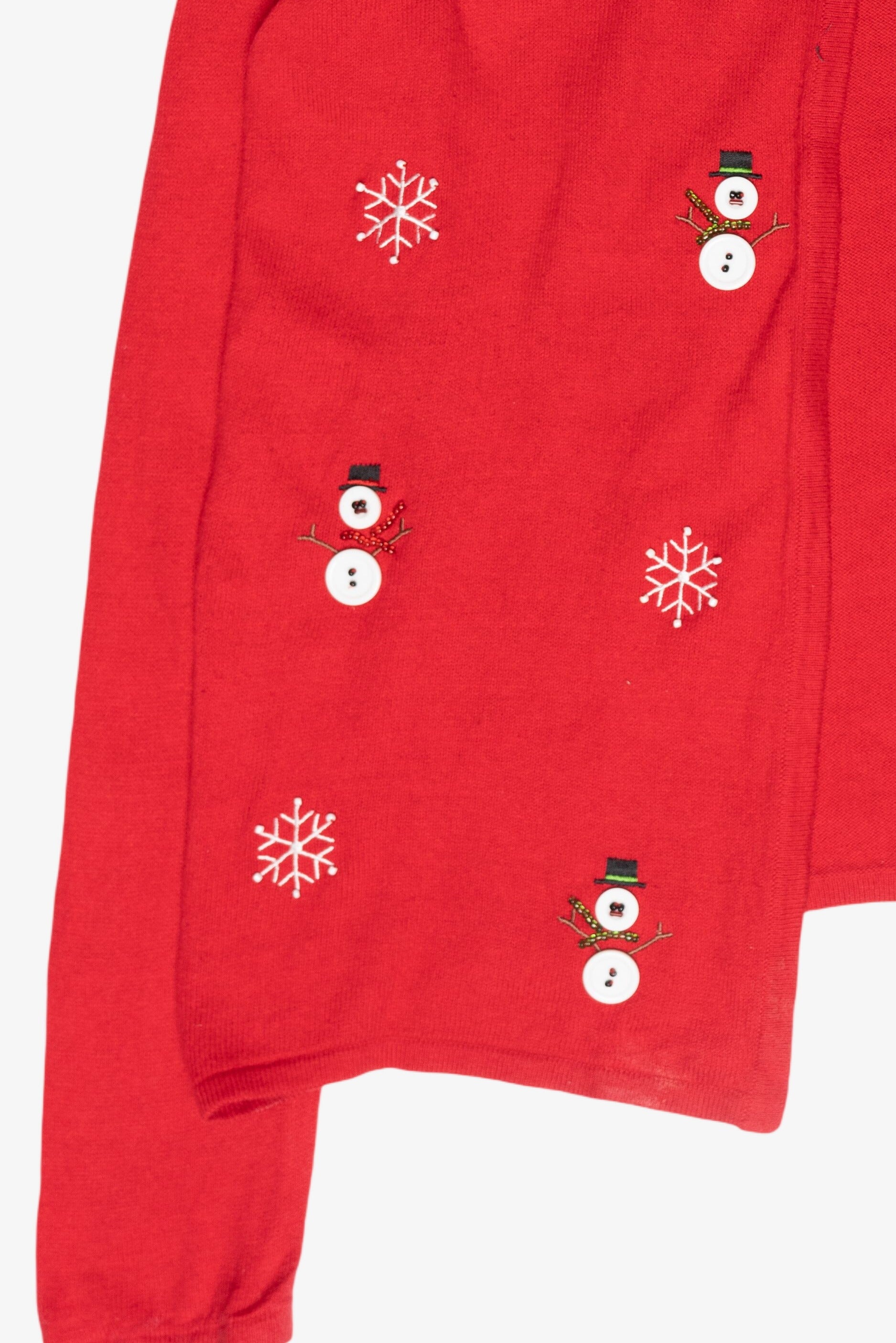Button Snowmen Vintage Ugly Christmas Cardigan (2000s)