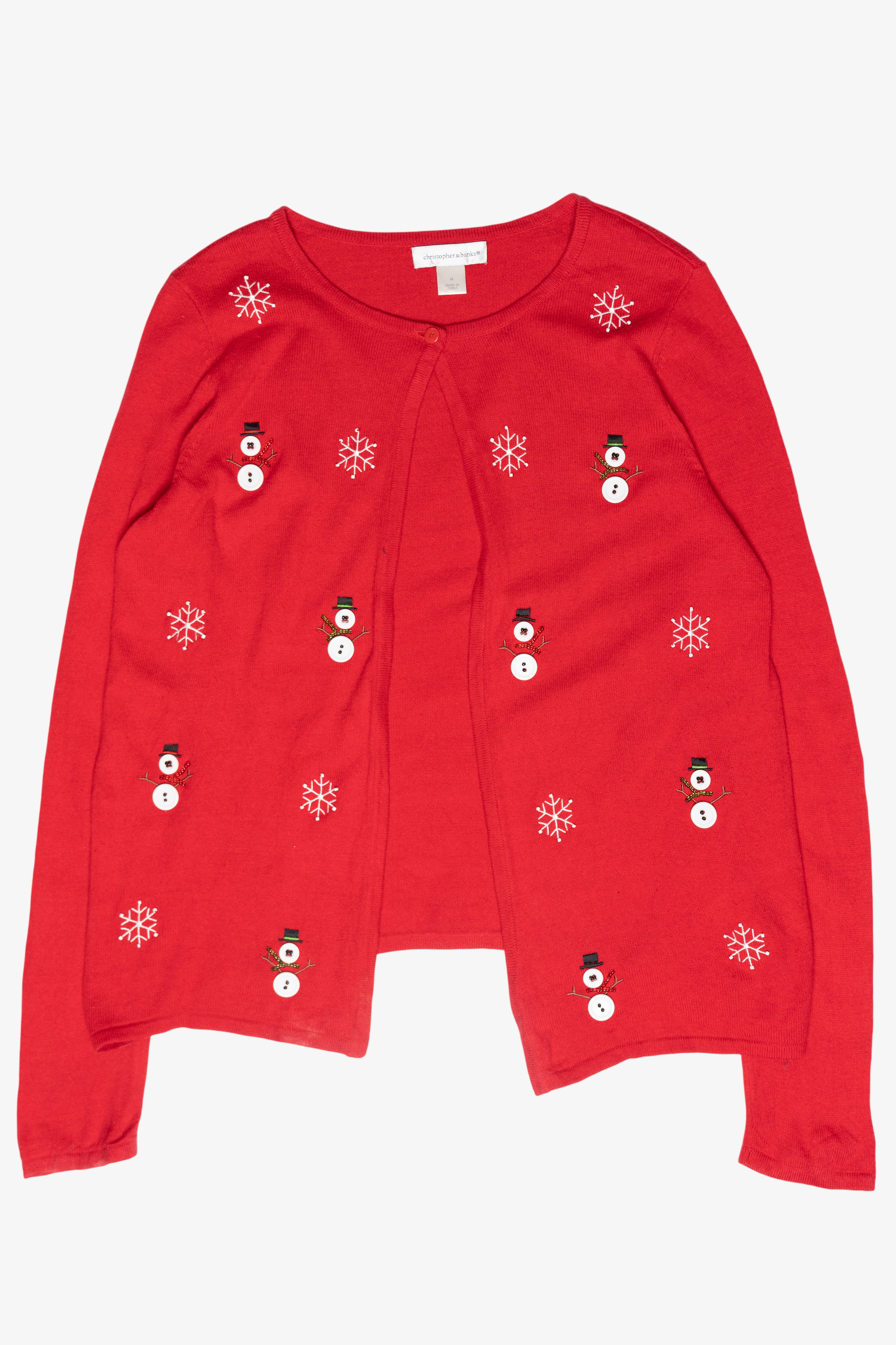 Button Snowmen Vintage Ugly Christmas Cardigan (2000s)