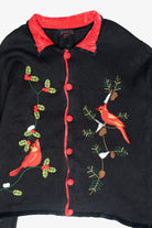 Cardinals Velvet Collar Vintage Ugly Christmas Cardigan (2000s)