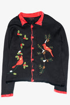 Cardinals Velvet Collar Vintage Ugly Christmas Cardigan (2000s)