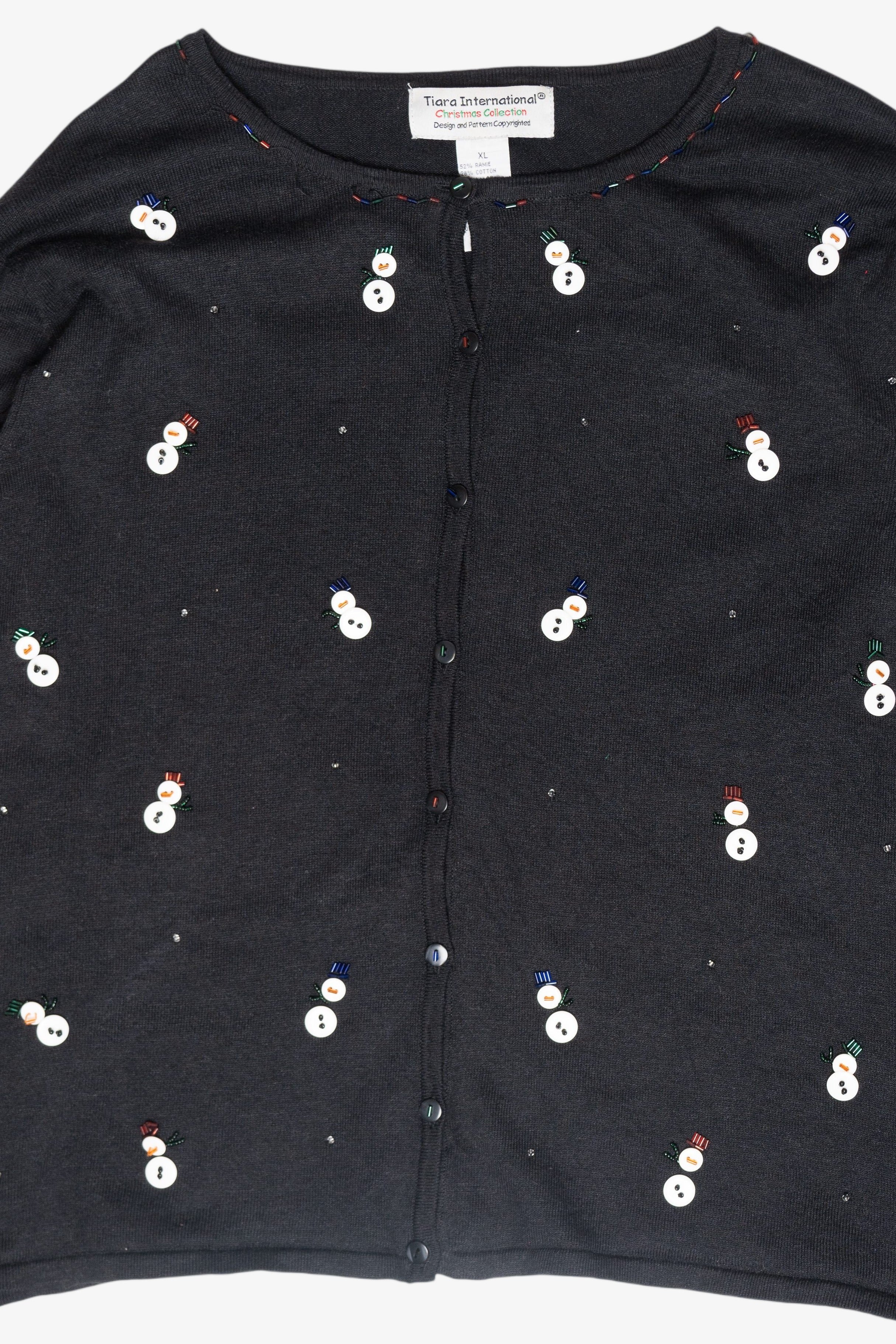 Mini Button Snowmen Vintage Ugly Christmas Cardigan (2000s)