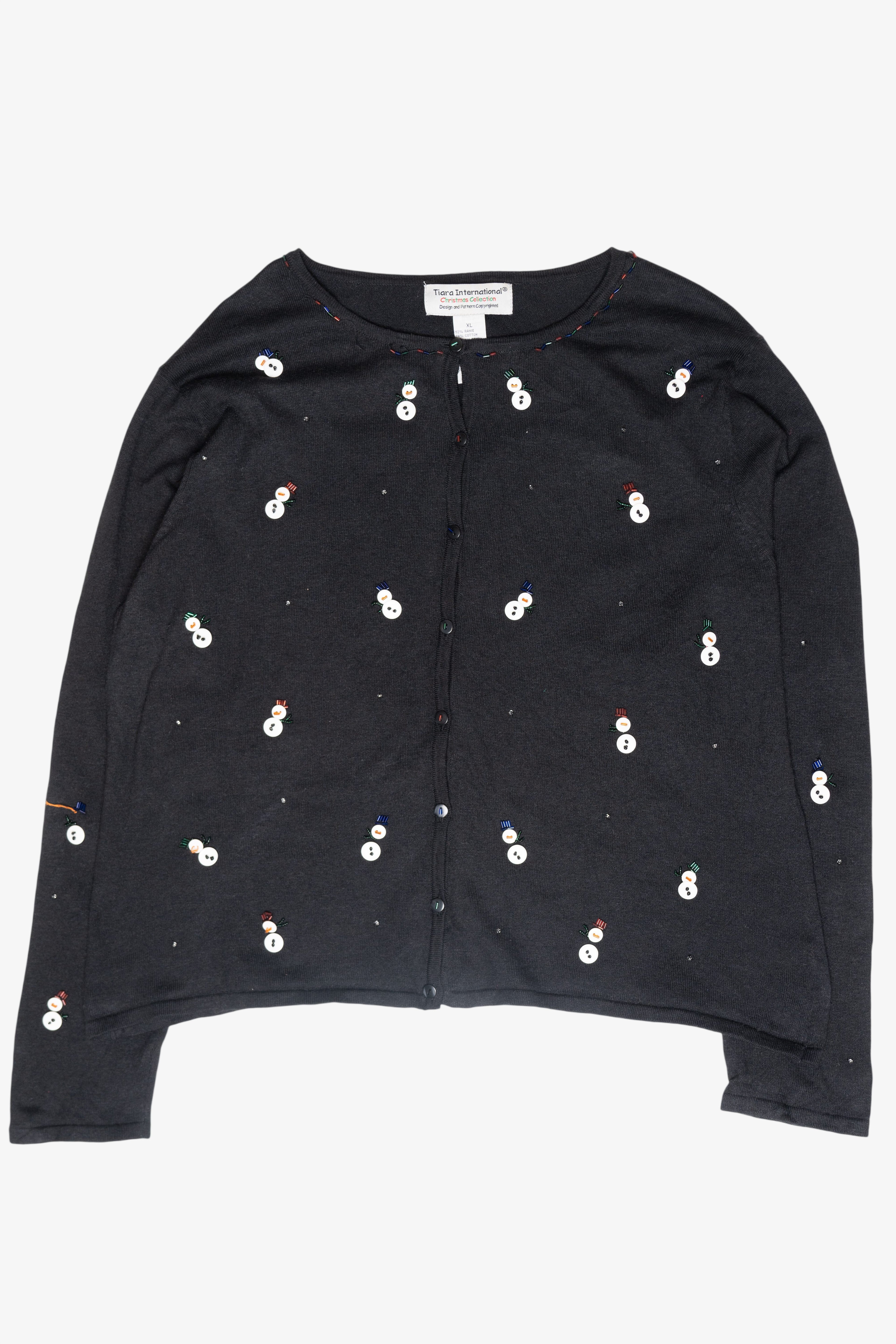 Mini Button Snowmen Vintage Ugly Christmas Cardigan (2000s)