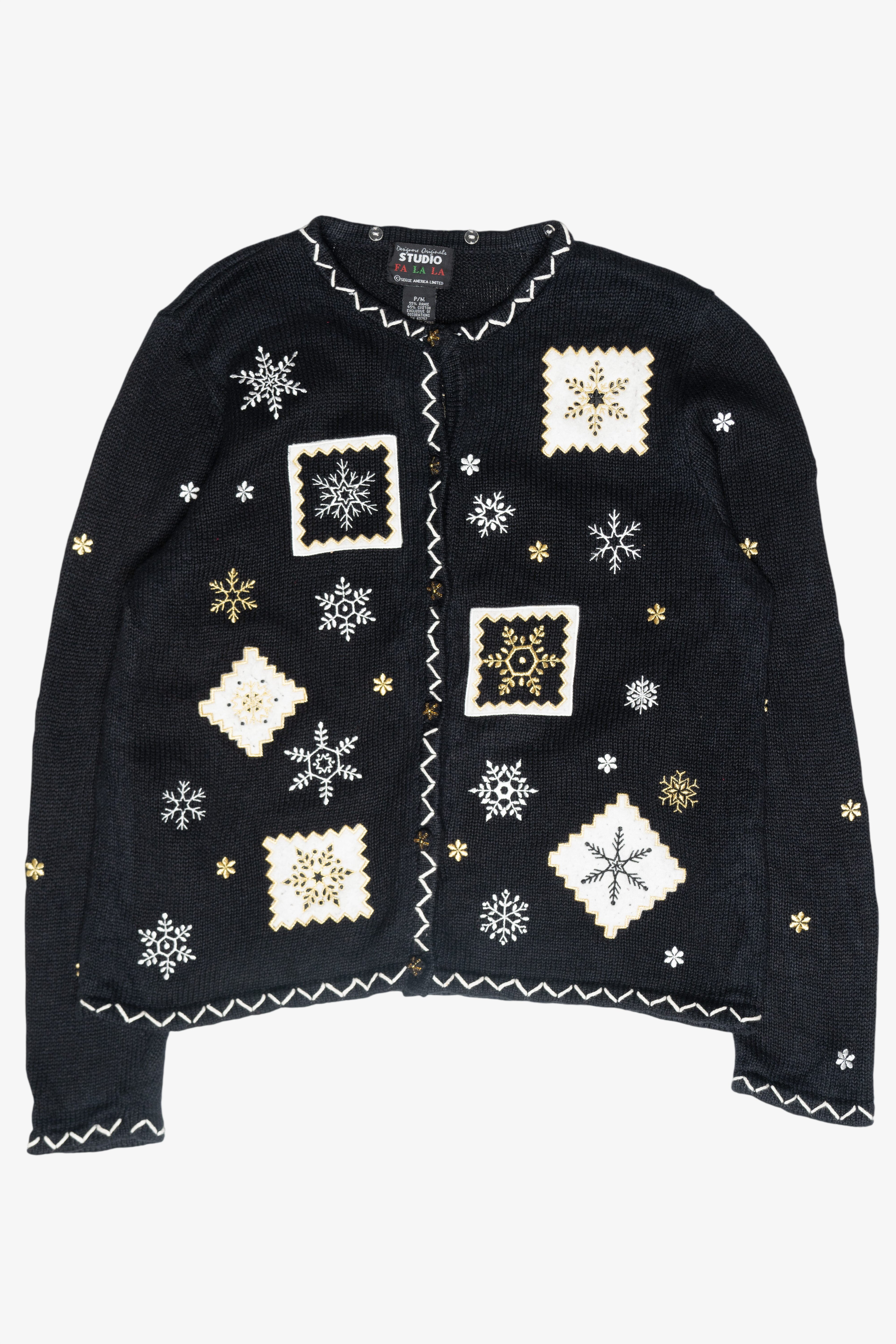 Snowflakes Vintage Ugly Christmas Cardigan