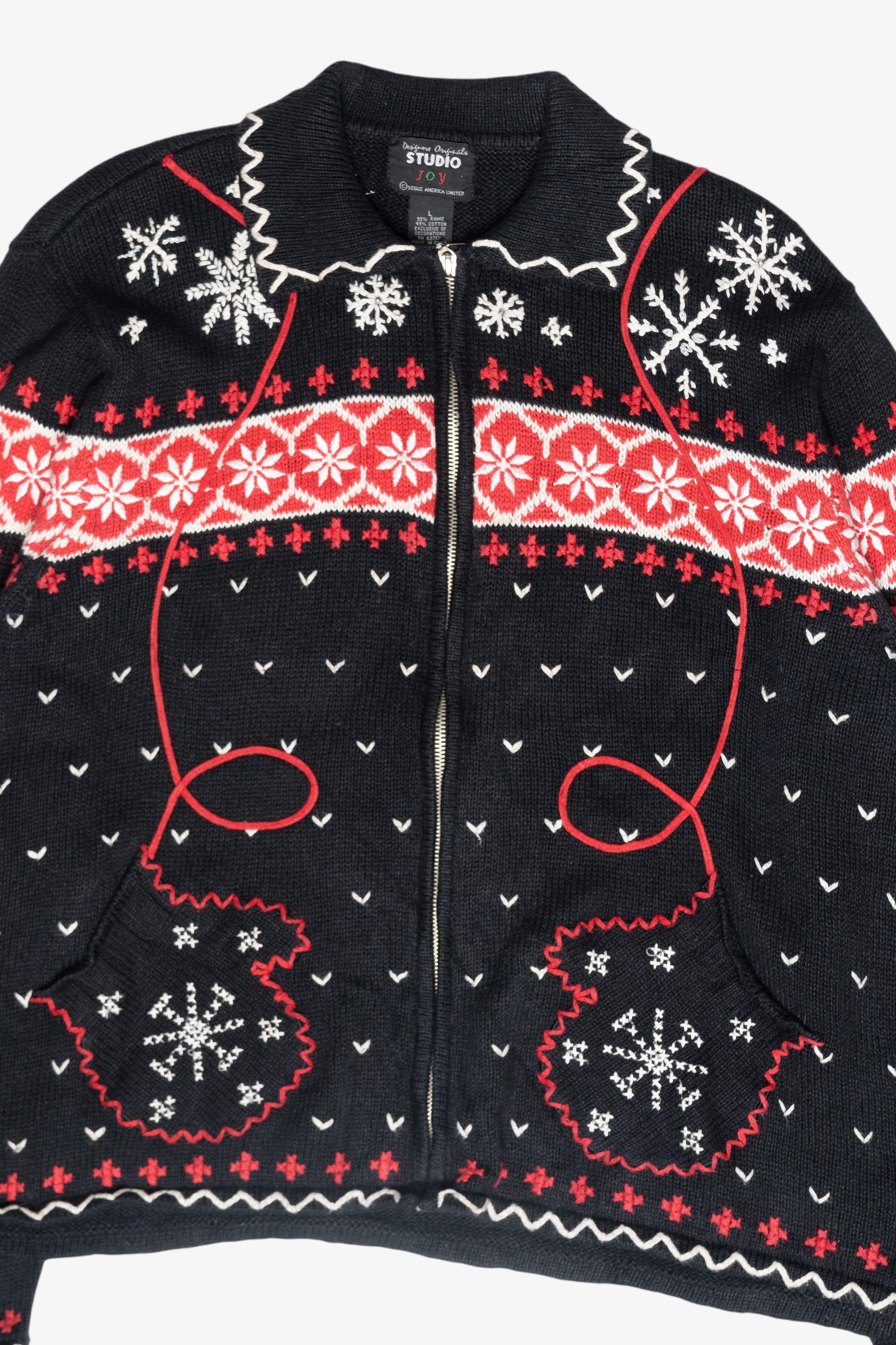 Mitten Pocket Vintage Ugly Christmas Cardigan (1990s)
