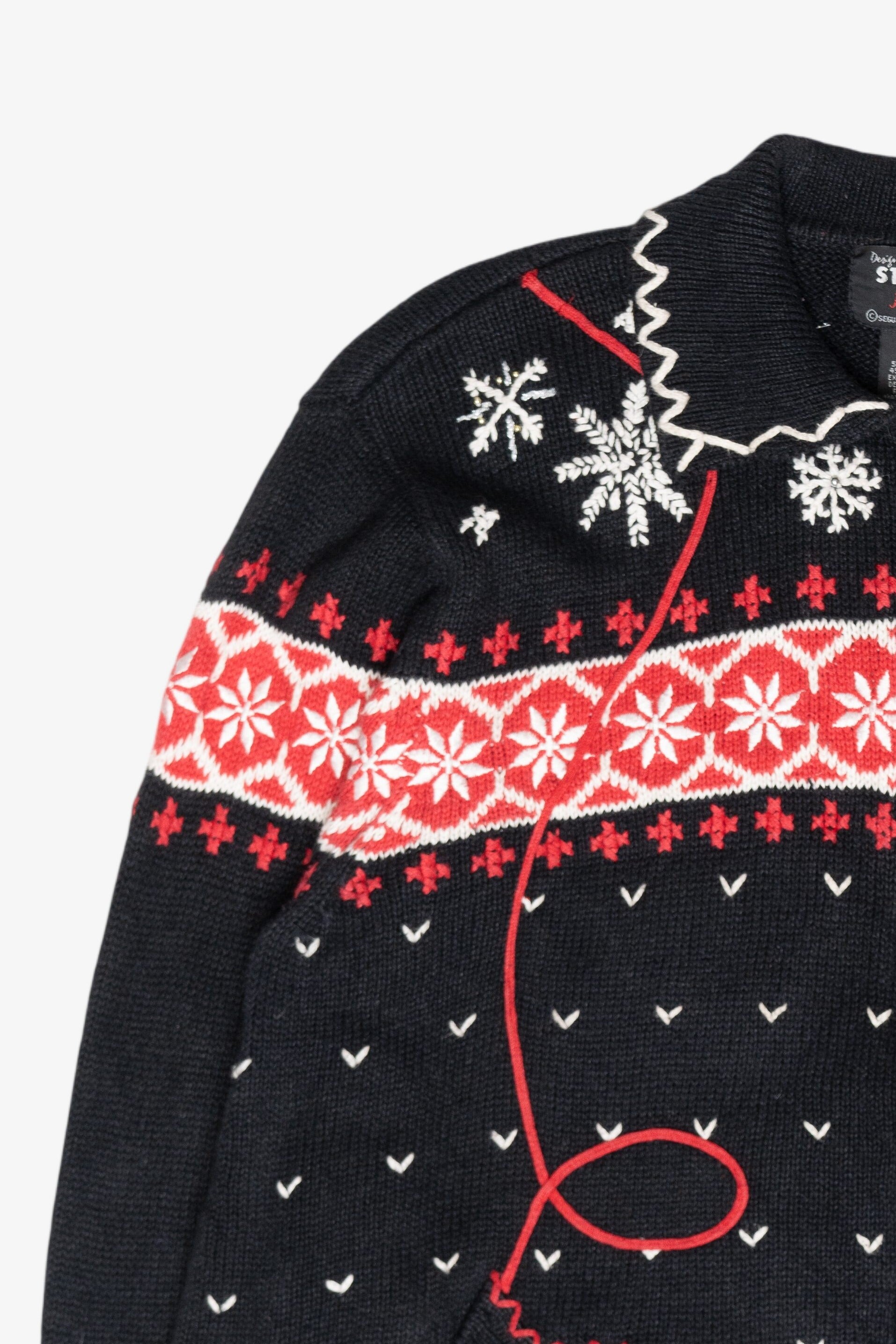 Mitten Pocket Vintage Ugly Christmas Cardigan (1990s)