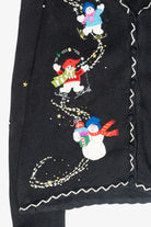 Skating Snowmen Vintage Ugly Christmas Cardigan (1990s)