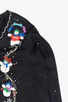 Skating Snowmen Vintage Ugly Christmas Cardigan (1990s)