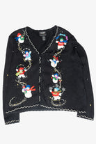 Skating Snowmen Vintage Ugly Christmas Cardigan (1990s)