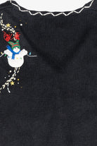 Skating Snowmen Vintage Ugly Christmas Cardigan (1990s)