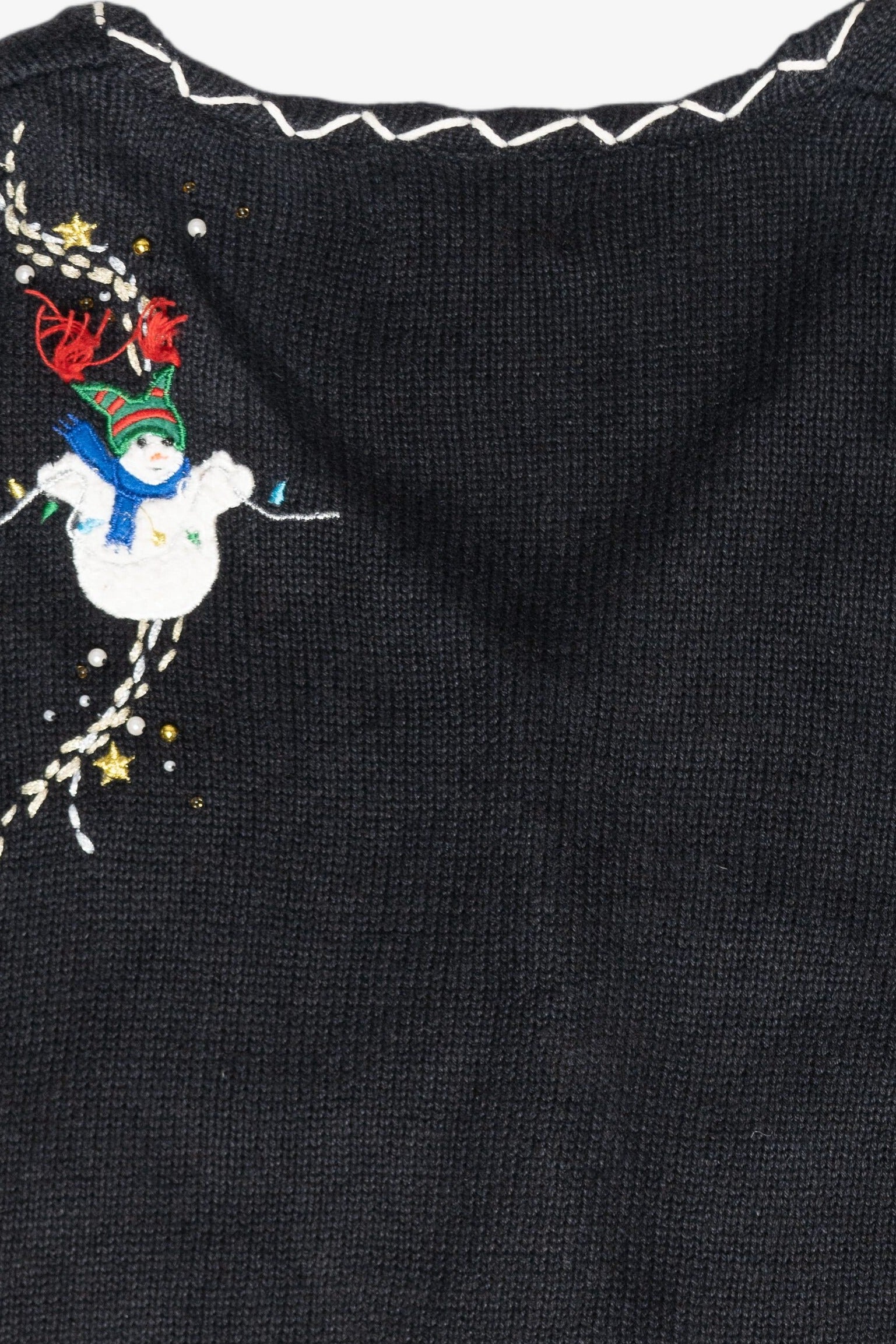 Skating Snowmen Vintage Ugly Christmas Cardigan (1990s)
