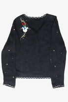Skating Snowmen Vintage Ugly Christmas Cardigan (1990s)