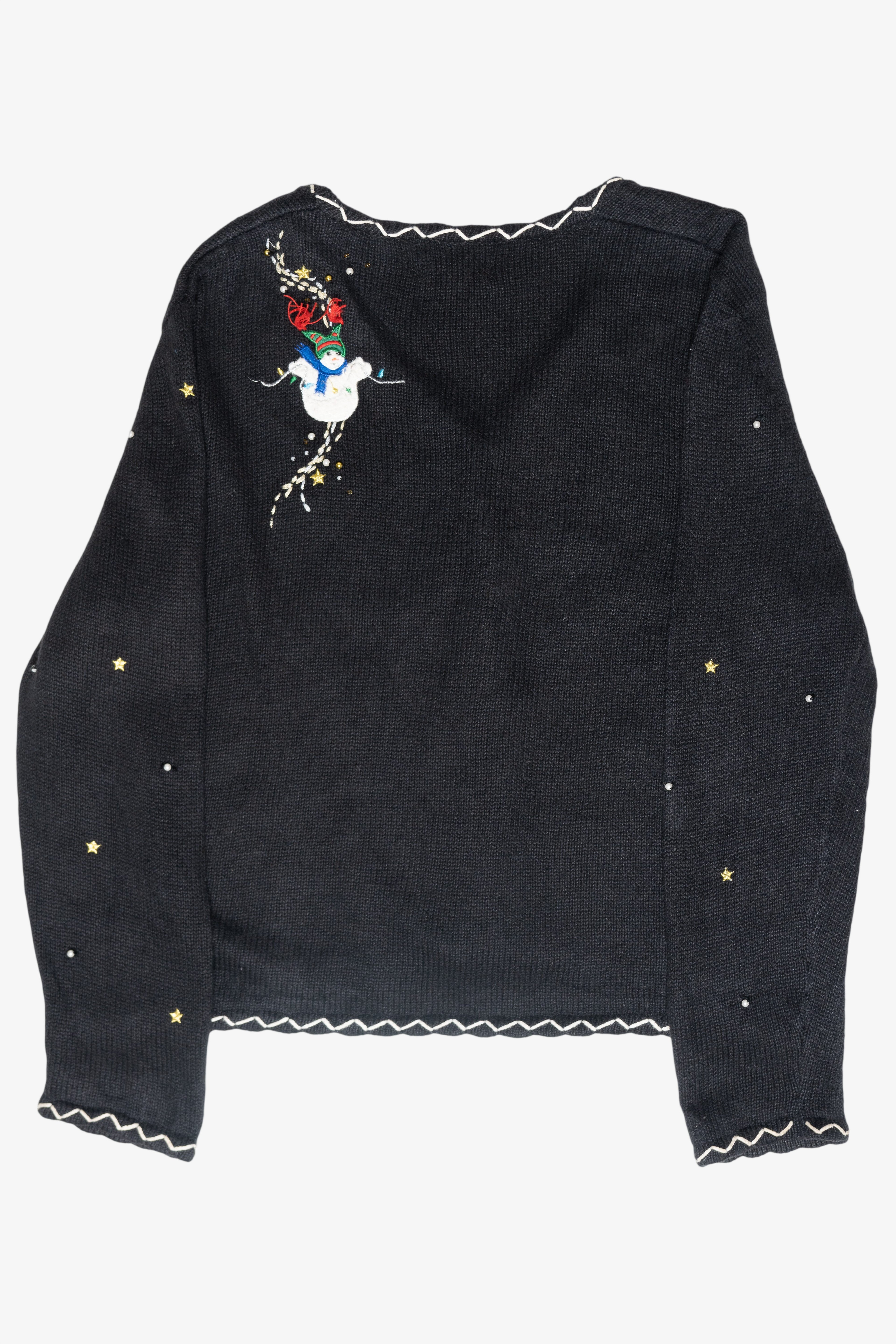 Skating Snowmen Vintage Ugly Christmas Cardigan (1990s)