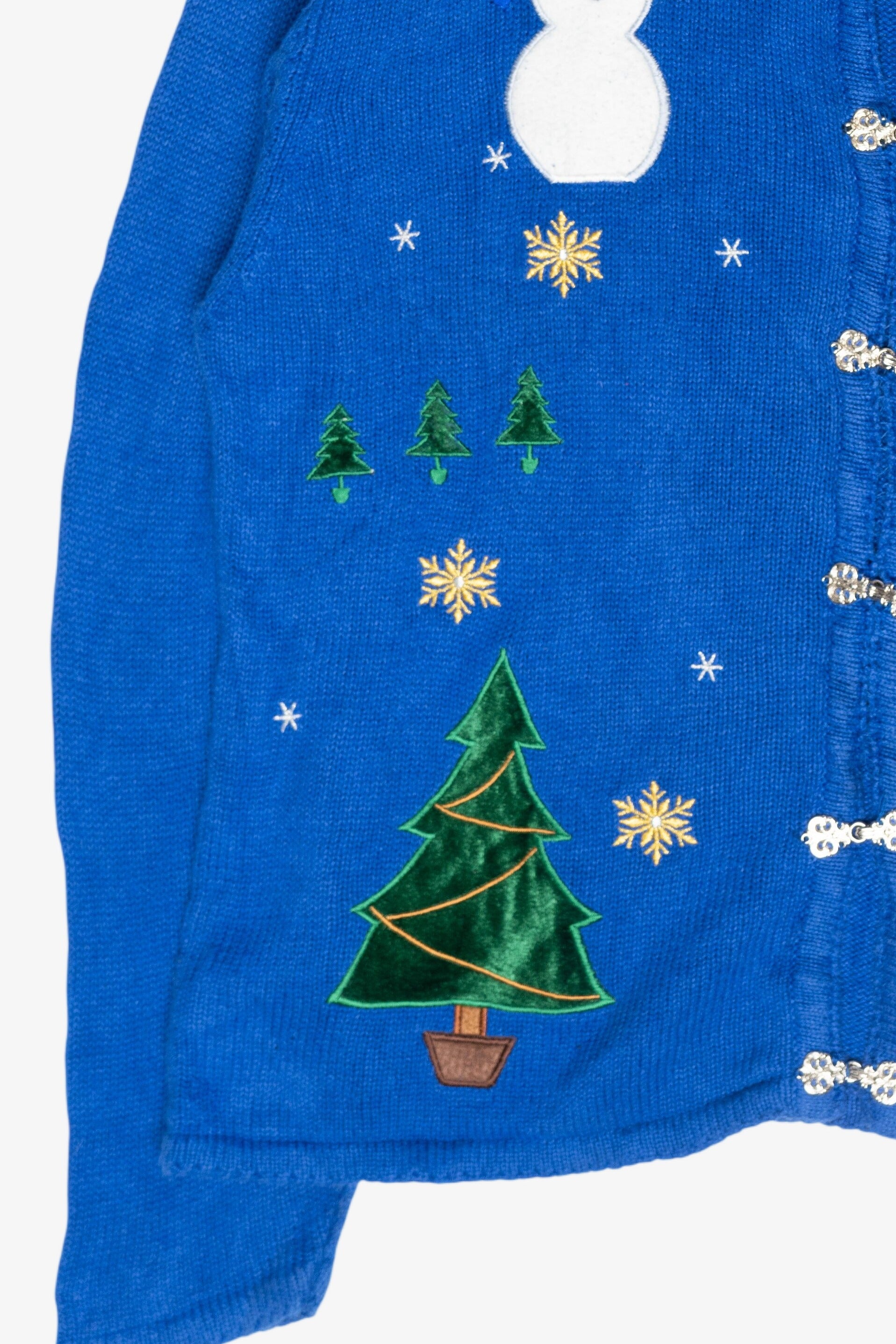 Tophat Snowmen Vintage Ugly Christmas Cardigan (1990s)