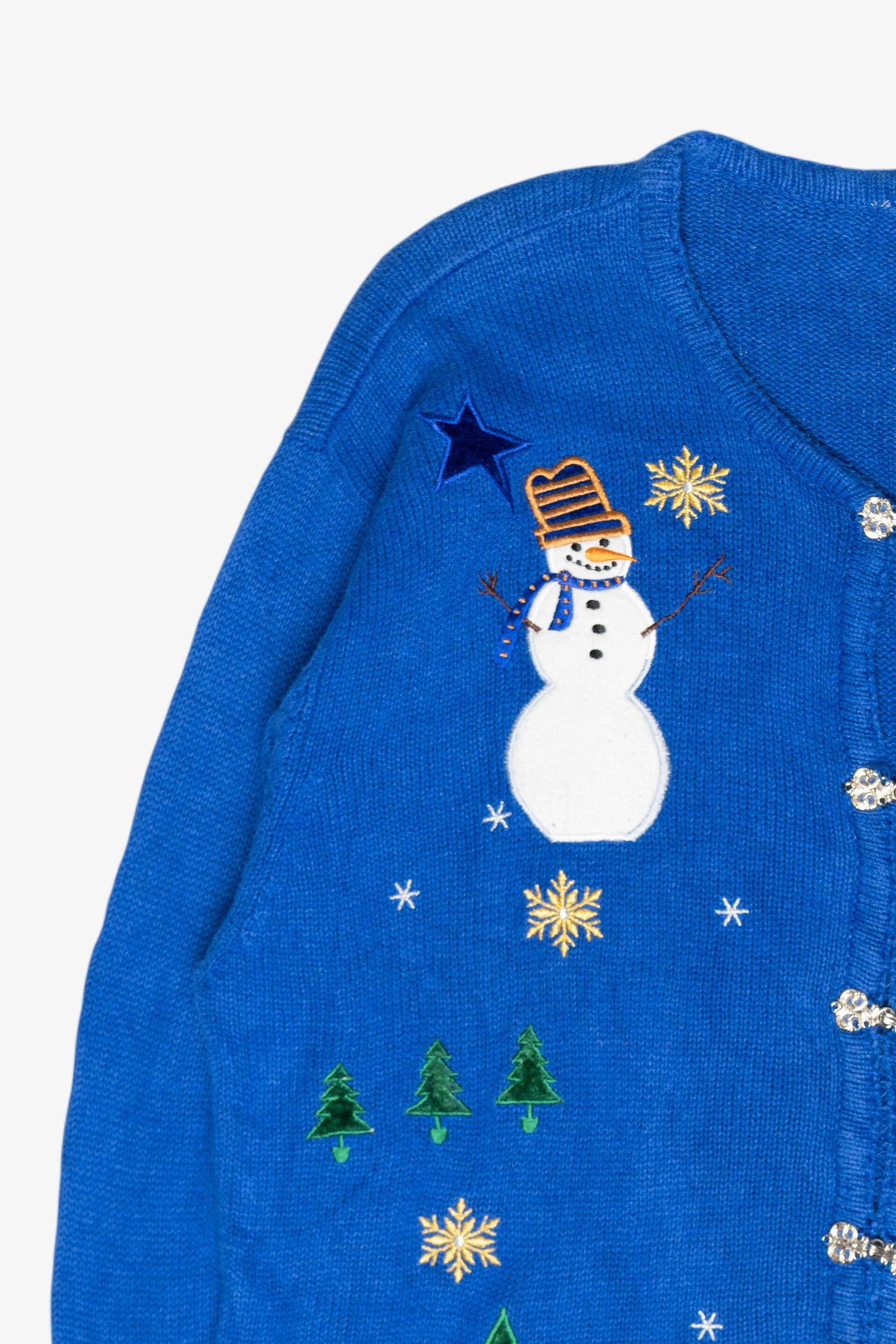 Tophat Snowmen Vintage Ugly Christmas Cardigan (1990s)