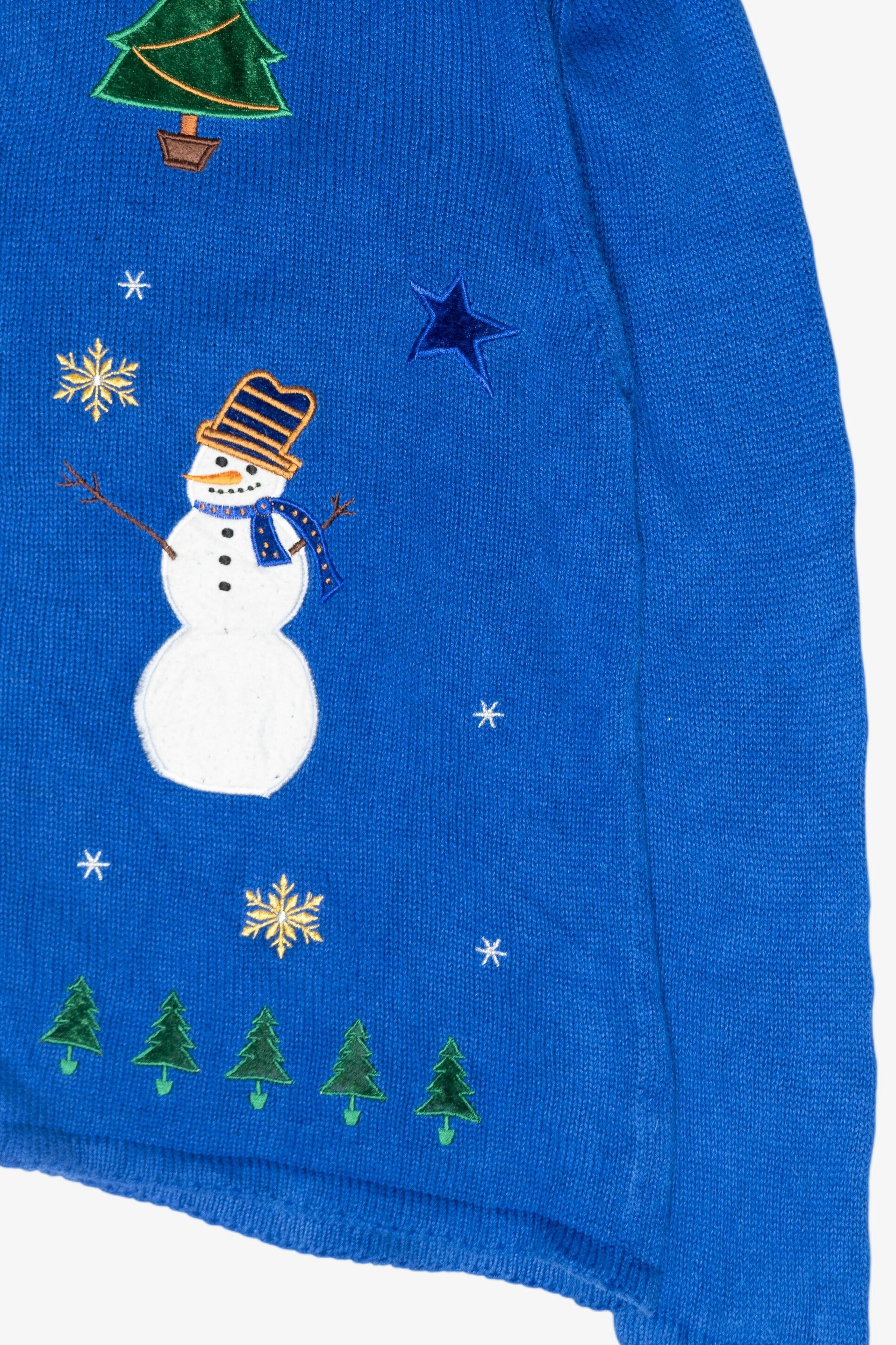 Tophat Snowmen Vintage Ugly Christmas Cardigan (1990s)