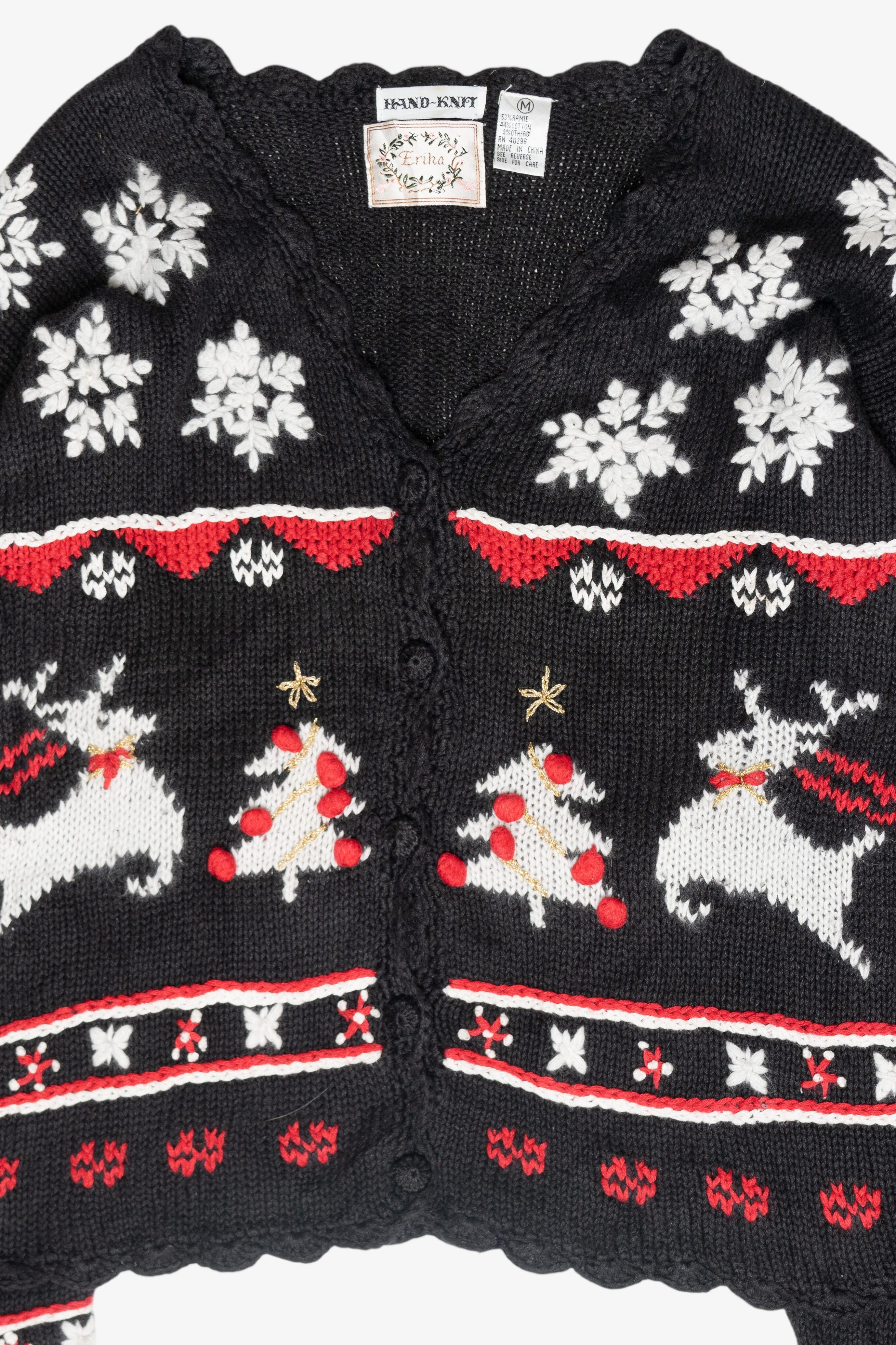 Snowflakes Fair Isle Style Vintage Ugly Christmas Cardigan (1990s)