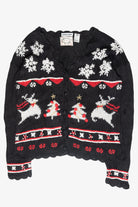 Snowflakes Fair Isle Style Vintage Ugly Christmas Cardigan (1990s)
