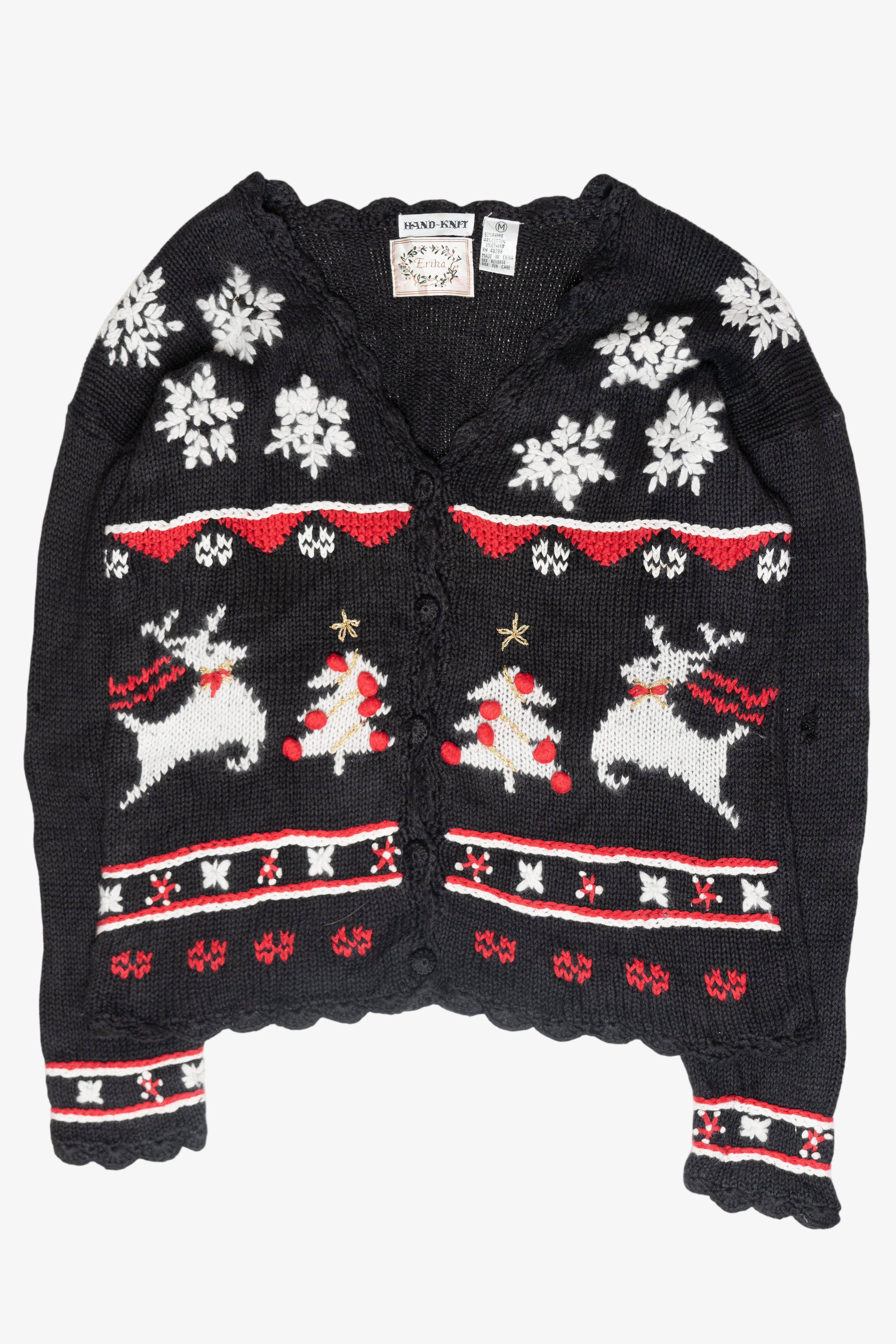 Snowflakes Fair Isle Style Vintage Ugly Christmas Cardigan (1990s)