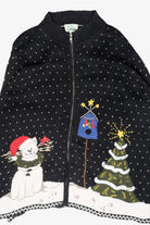 Cat Vintage Ugly Christmas Zip Cardigan (1990s)