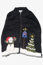 Cat Vintage Ugly Christmas Zip Cardigan (1990s)