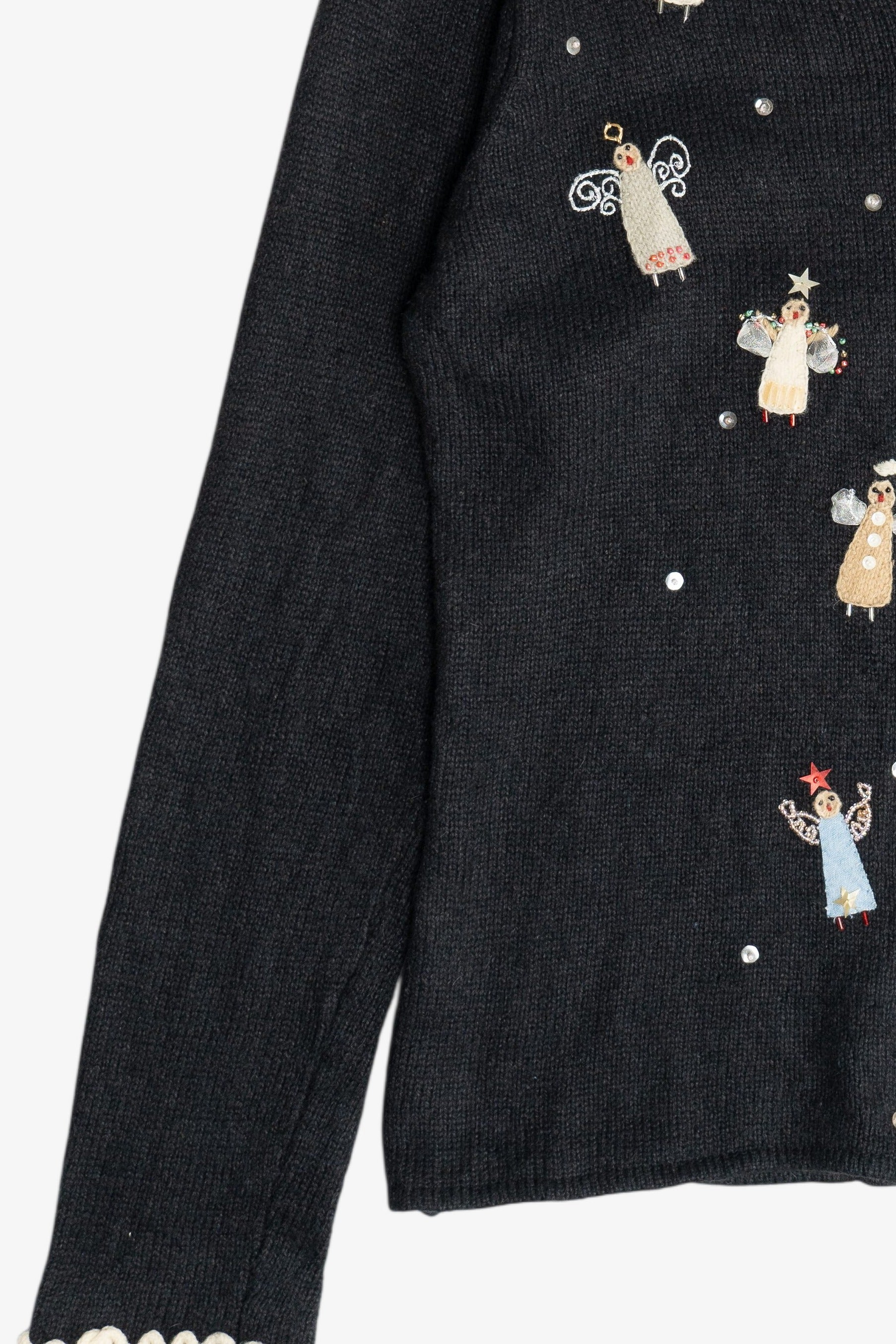 Vintage Susan Bristol Hand Embroidered Beaded Angels Ugly Christmas Sweater (2000s)
