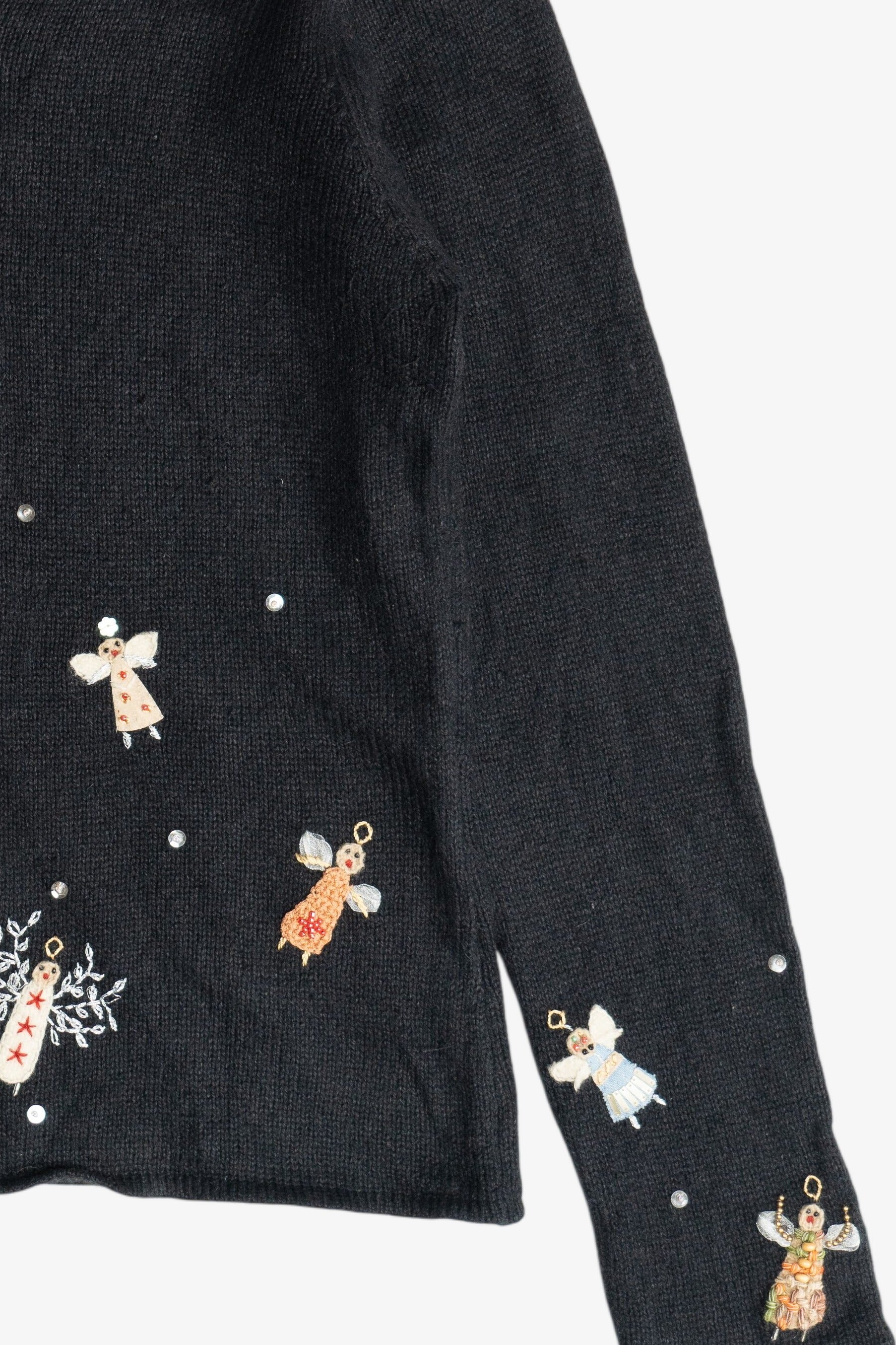 Vintage Susan Bristol Hand Embroidered Beaded Angels Ugly Christmas Sweater (2000s)
