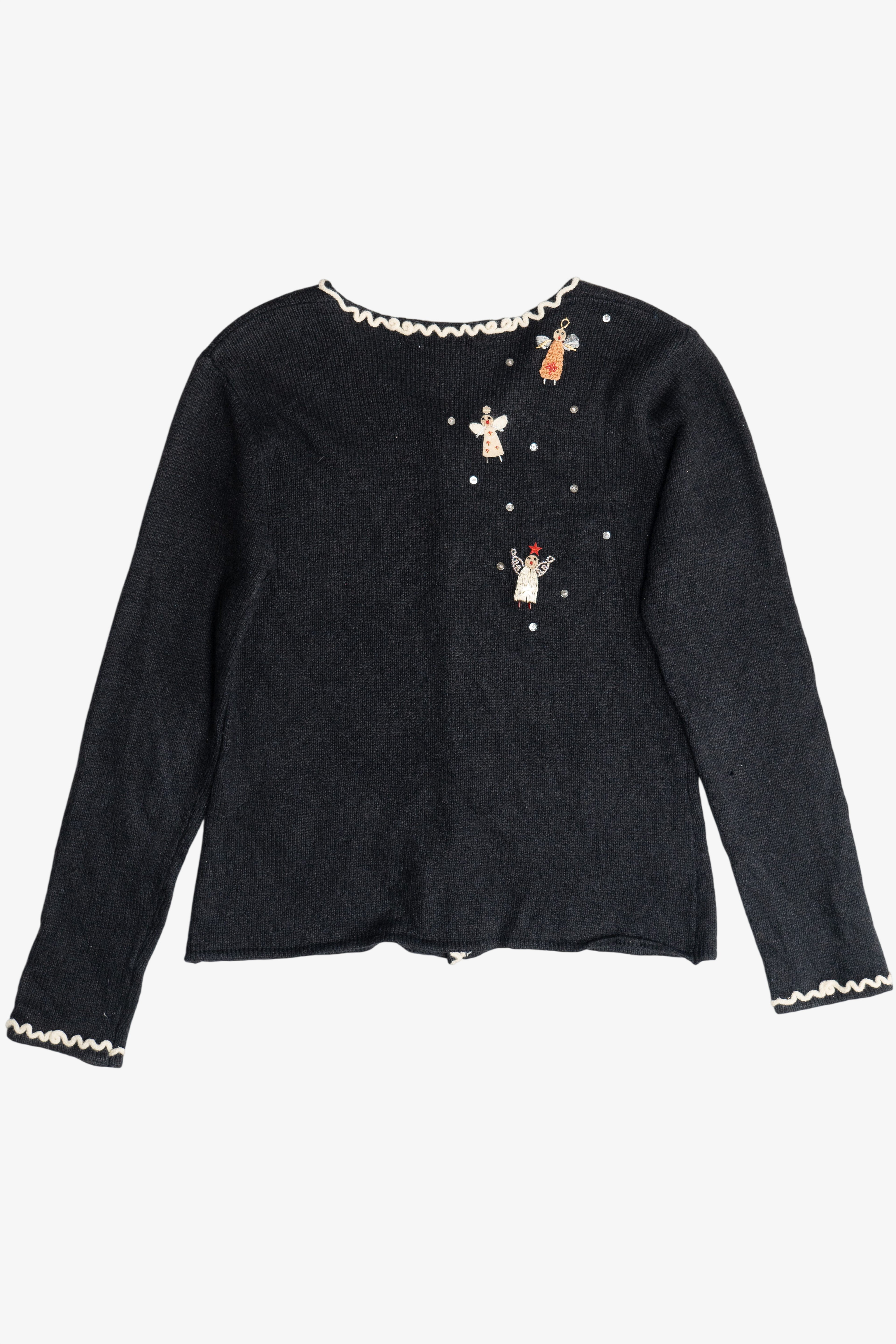 Vintage Susan Bristol Hand Embroidered Beaded Angels Ugly Christmas Sweater (2000s)