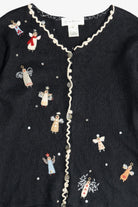 Vintage Susan Bristol Hand Embroidered Beaded Angels Ugly Christmas Sweater (2000s)