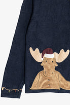 Vintage Navy Blue Christopher & Banks Reindeer With Birdhouses Ugly Christmas Sweater (2000s)