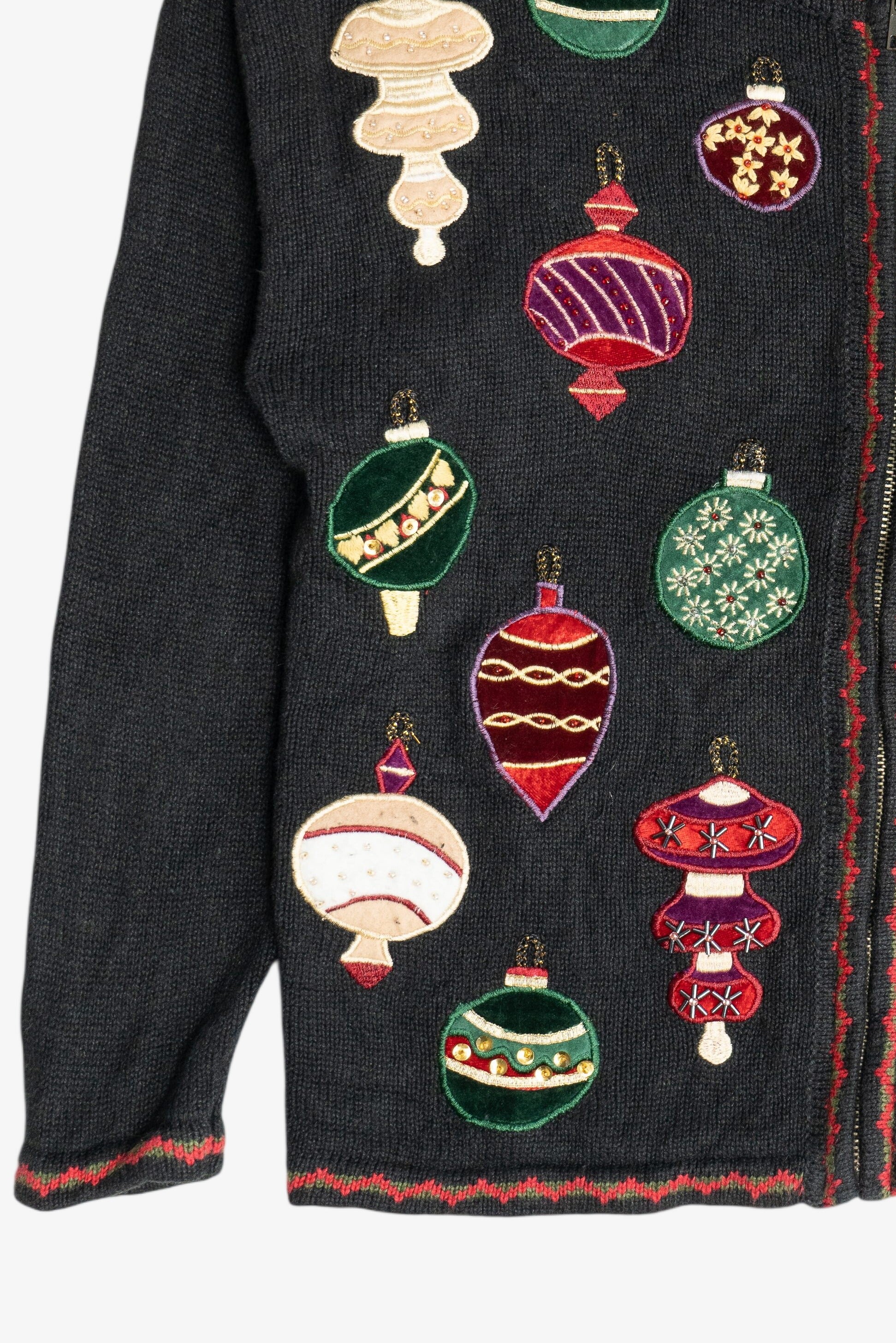 Vintage Beaded Ornaments Ugly Christmas Sweater (1990s)