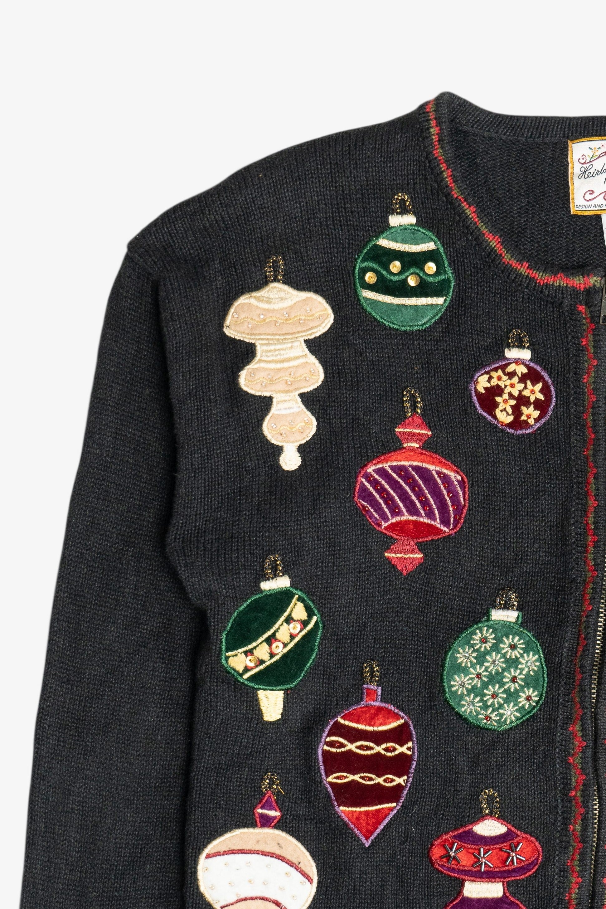 Vintage Beaded Ornaments Ugly Christmas Sweater (1990s)