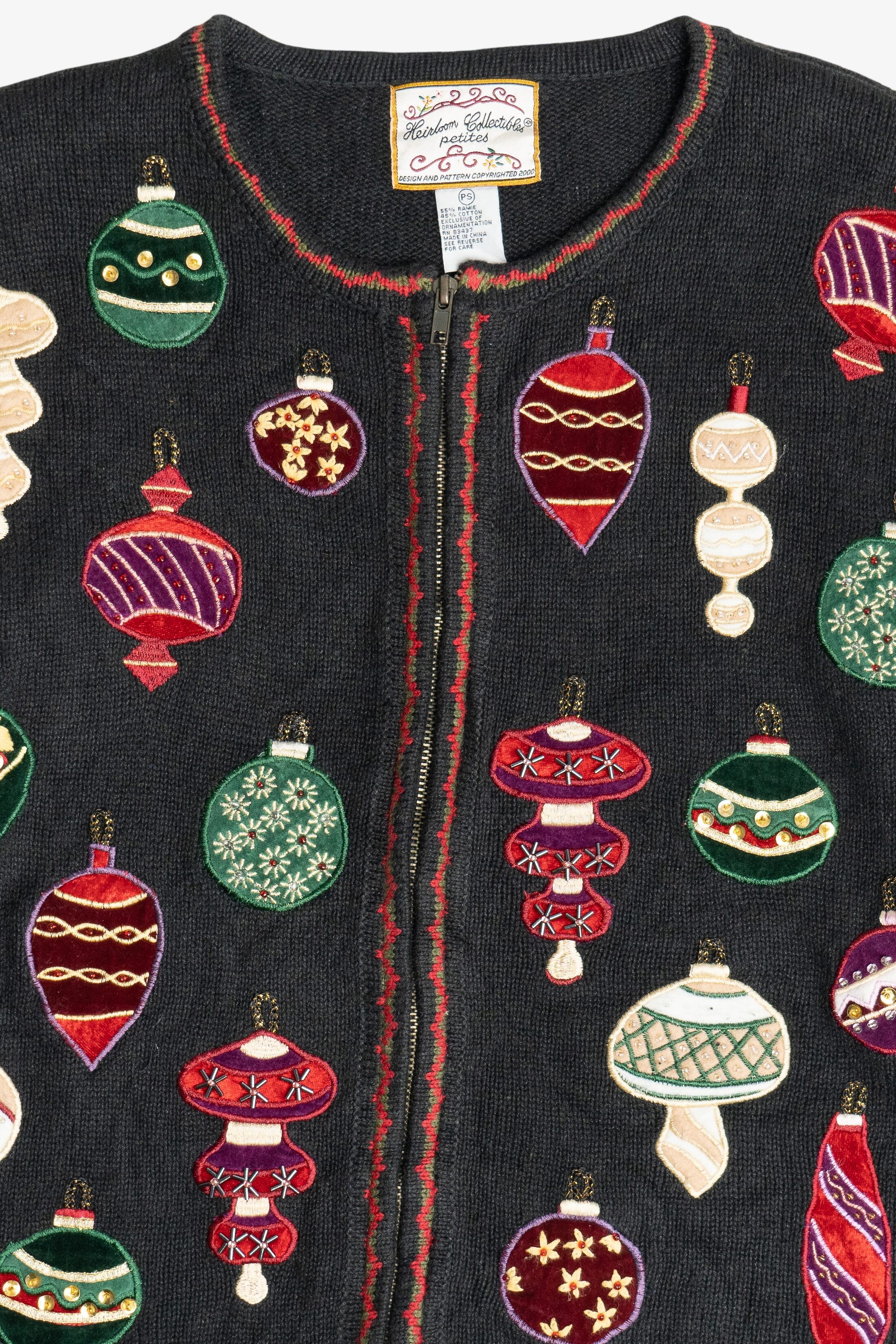 Vintage Beaded Ornaments Ugly Christmas Sweater (1990s)