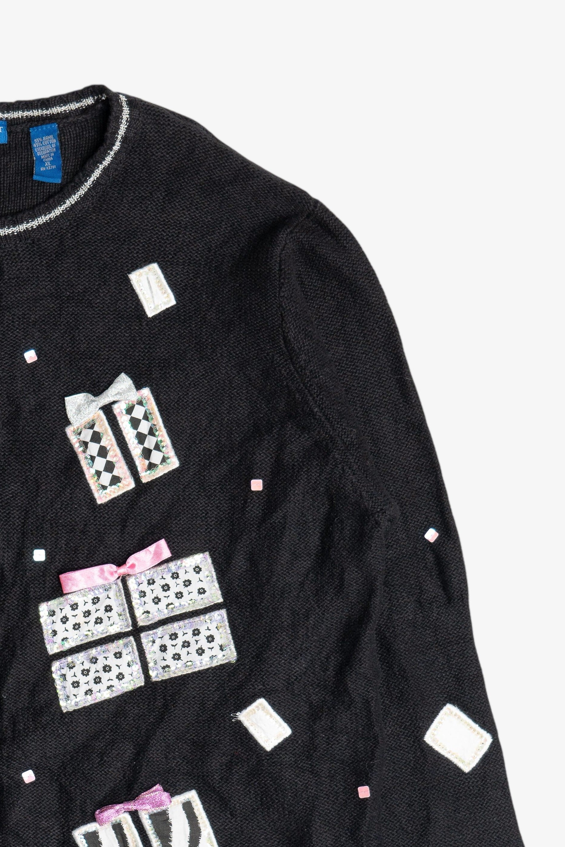 Vintage Pink Bow Presents Ugly Christmas Sweater (2000s)