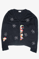 Snowmen Stack Vintage Ugly Christmas Cardigan (1990s)
