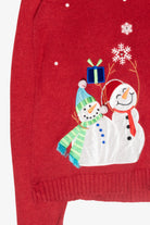 Happy Snowmen Fur Collar Vintage Ugly Christmas Cardigan (2000s)