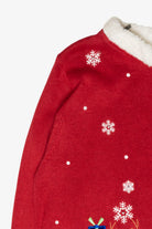 Happy Snowmen Fur Collar Vintage Ugly Christmas Cardigan (2000s)