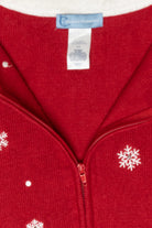 Happy Snowmen Fur Collar Vintage Ugly Christmas Cardigan (2000s)