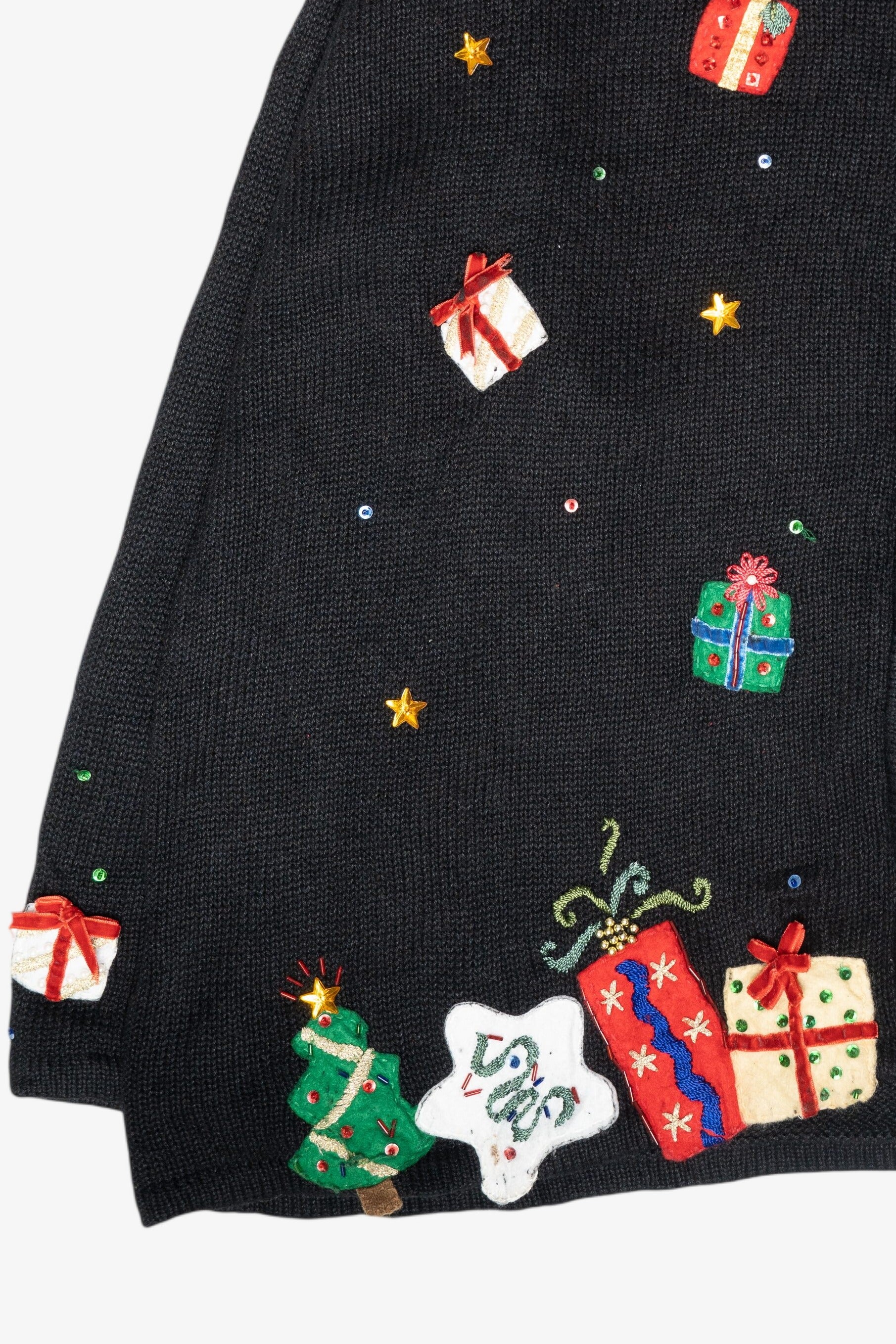 Presents Vintage Ugly Christmas Zip Cardigan (1990s)