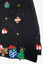 Presents Vintage Ugly Christmas Zip Cardigan (1990s)
